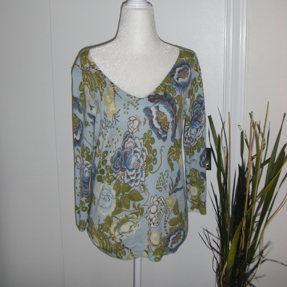 Talbots blue/green silk/cotton sweater size S